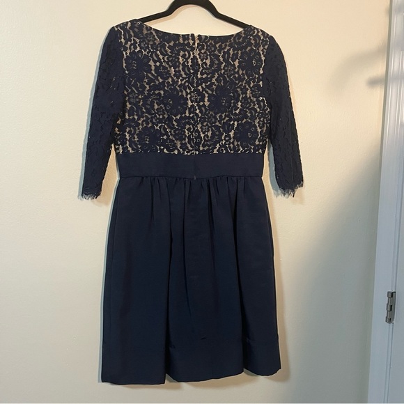 Eliza J Navy Lace V neck Long Sleeve Dress Size 10 Hoco Formal Recruitment - Picture 7 of 8